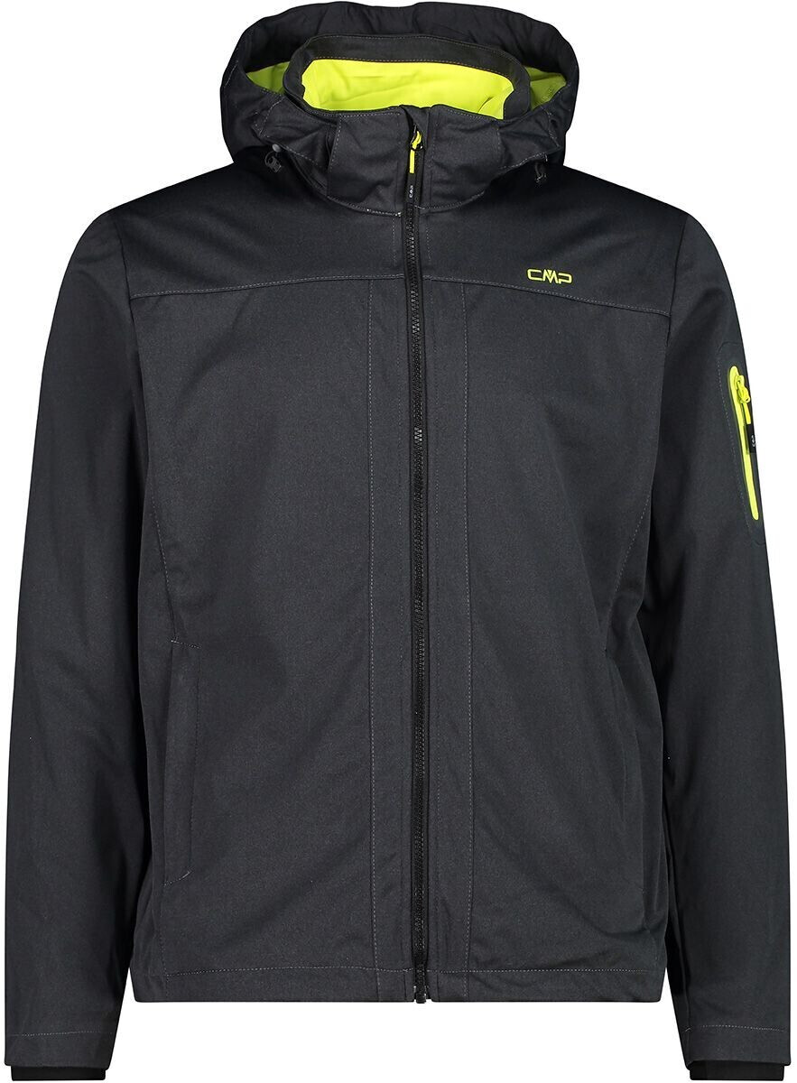 CMP Light Softshell Jacket with Detachable Hood (39A5027) black mel./limone