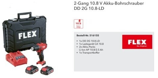 Flex-Tools DD 2 G 10.8-LD (2x 2,5 Ah + Charger)
