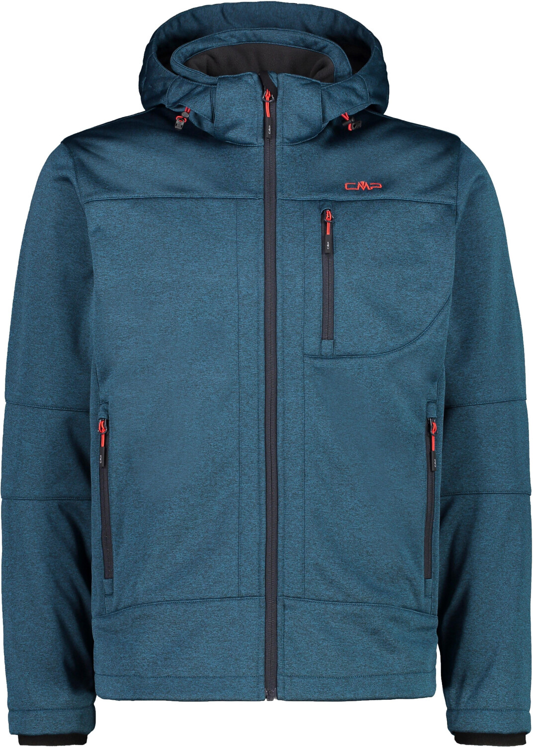CMP Men's mélange softshell jacket with detachable hood (3A01787N-M) dark green melange
