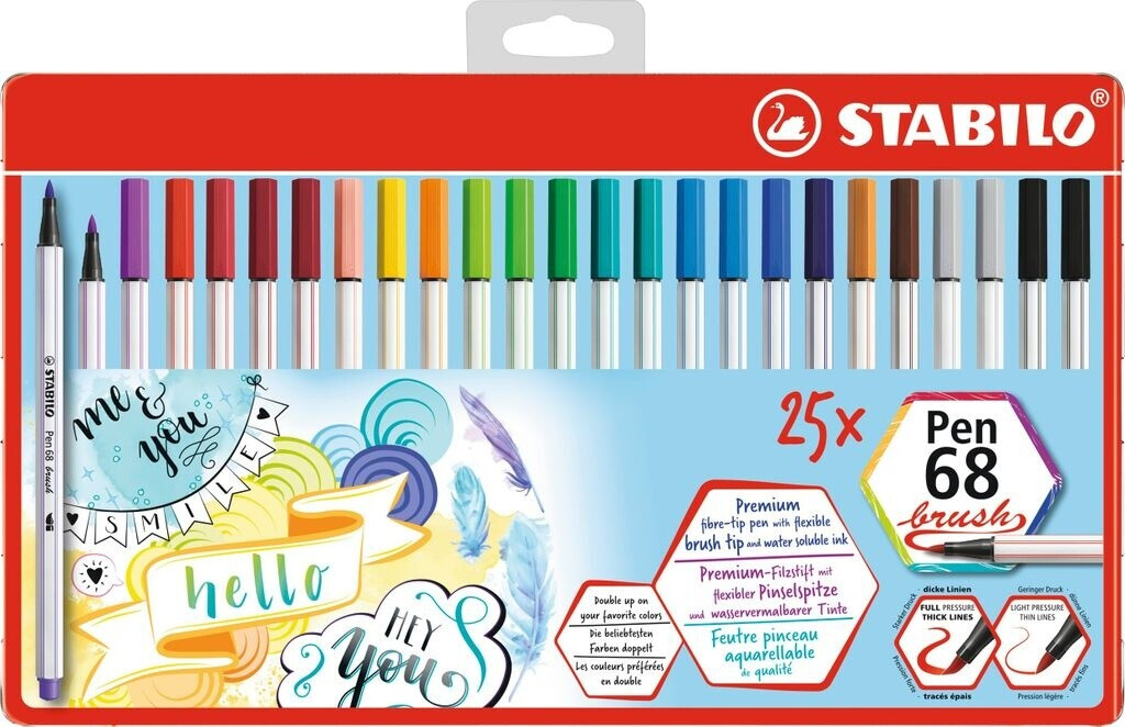 STABILO Pen 68 Brush Metal Case 25er Pack