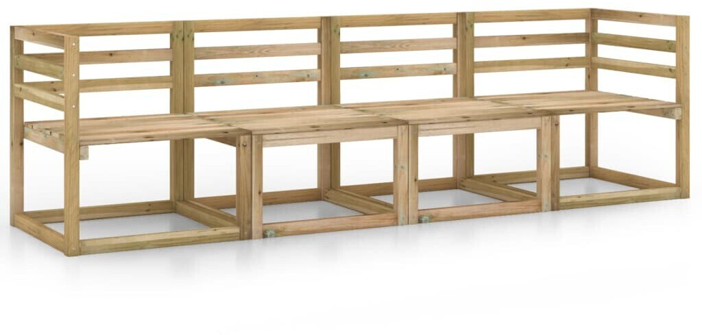 vidaXL Canapé de jardin 4 places bois de pin impregné de vert