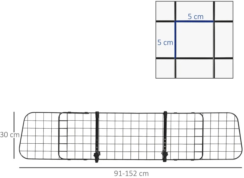 Pawhut Grille de séparation de voiture pour chien 152 x 30 cm Pawhut Grille de séparation de voiture pour chien 152 x 30 cm