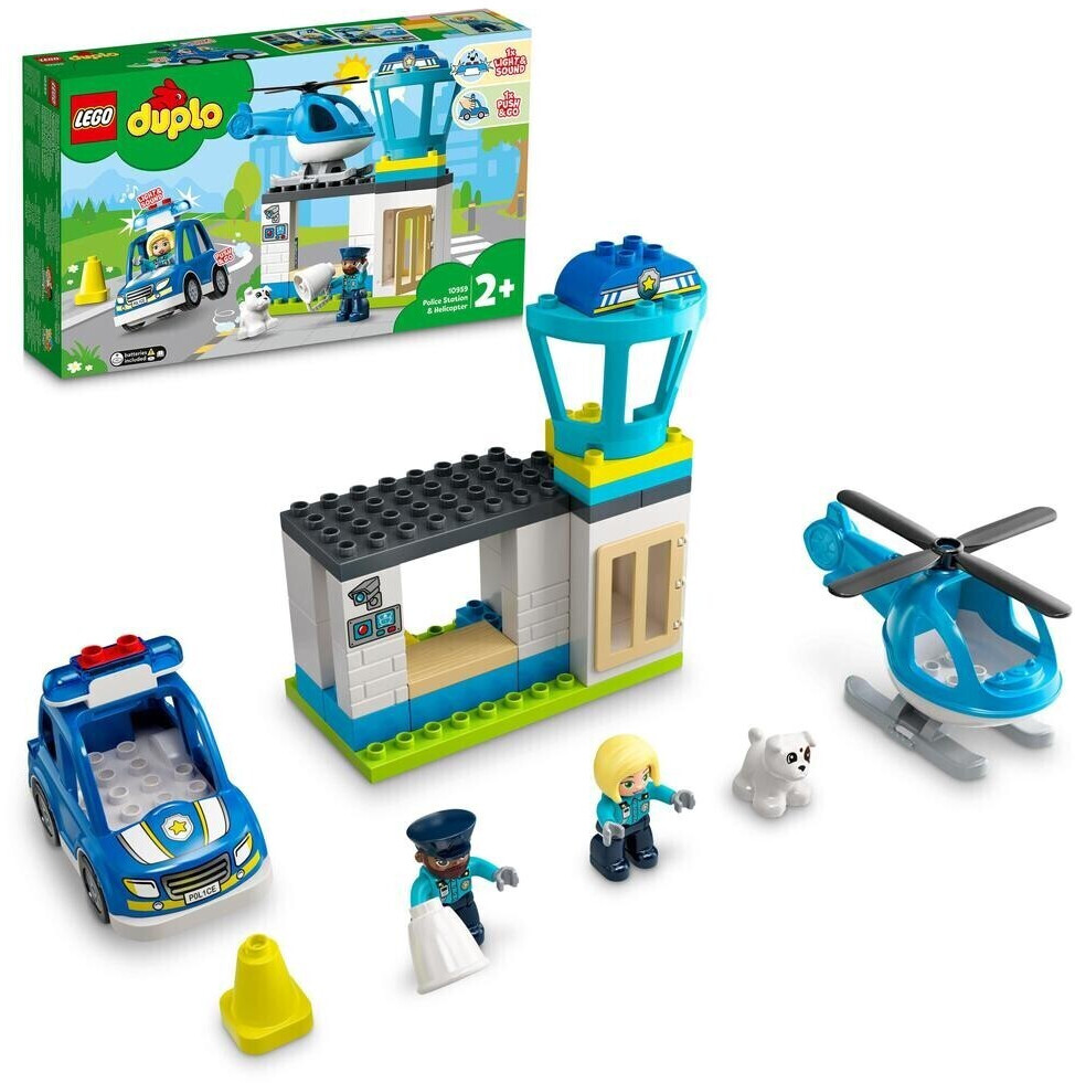 Lego 10959 duplo le commissariat et l'hélicoptere de la police voiture avec  gyrophare et sirene jouet d'éveil des 2 ans - La Poste