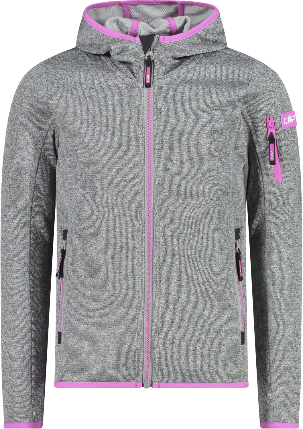 CMP Girl's Hooded Sweatshirt in Knit-Tech fleece (30H5905) glacier/cemento