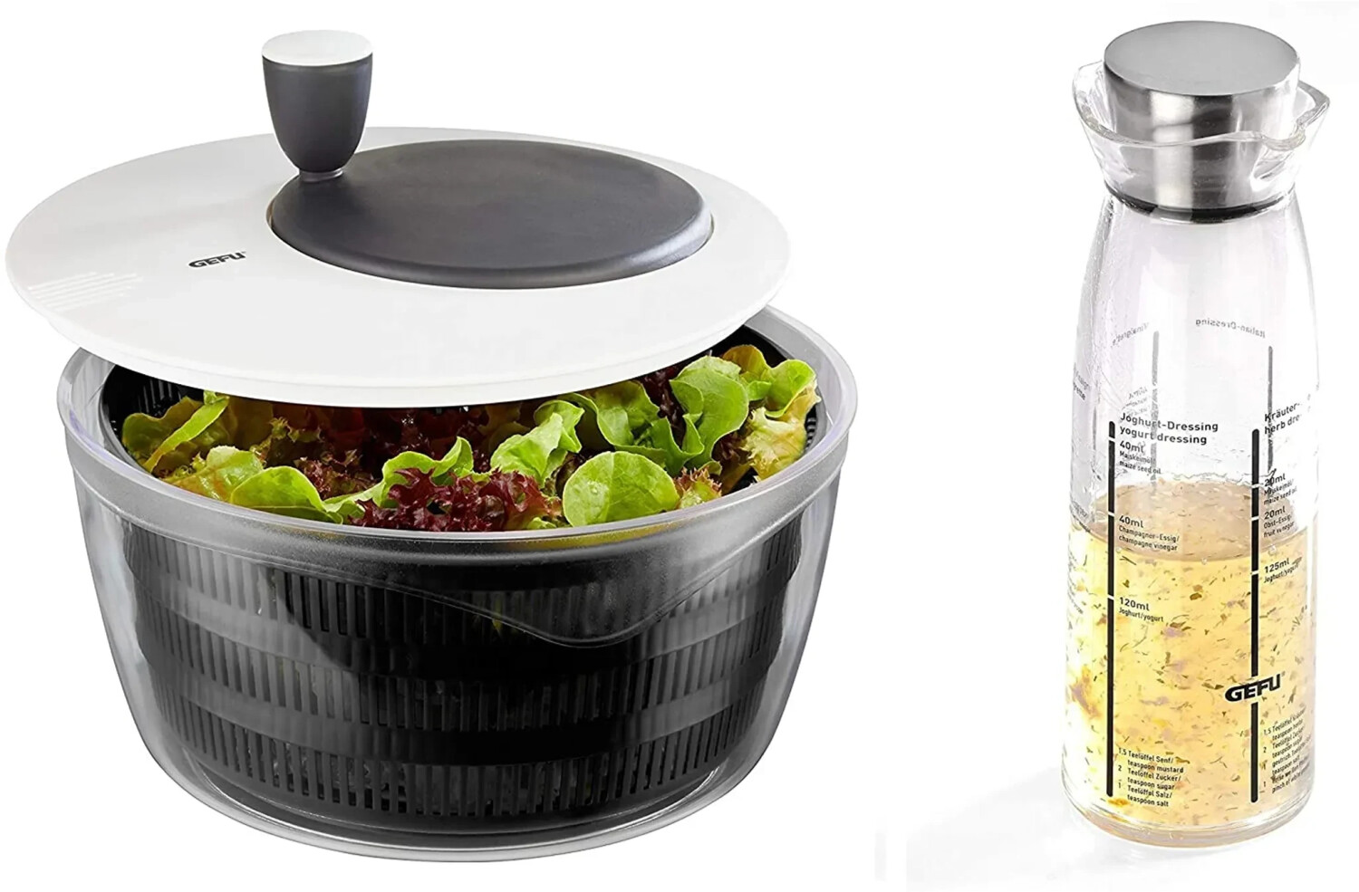 KitchenCraft Salatschleuder Medium - Mit Dressing-Hilfe, BPA-frei, 22.5cm