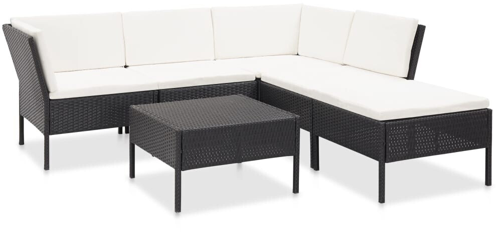 vidaXL 6 Piece Garden Lounge Set with Poly Rattan Cushions black (48940)