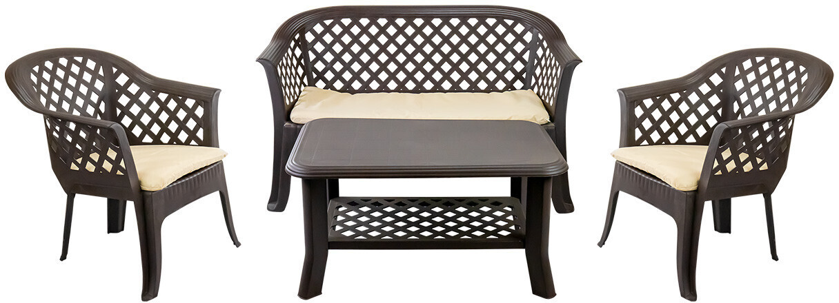 IPAE-ProGarden Veranda set with cushions brown (00231)
