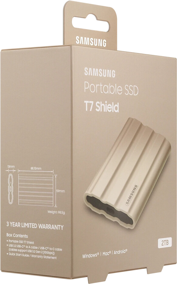 Disque dur SSD externe SAMSUNG Portable 2to T7 Shield beige