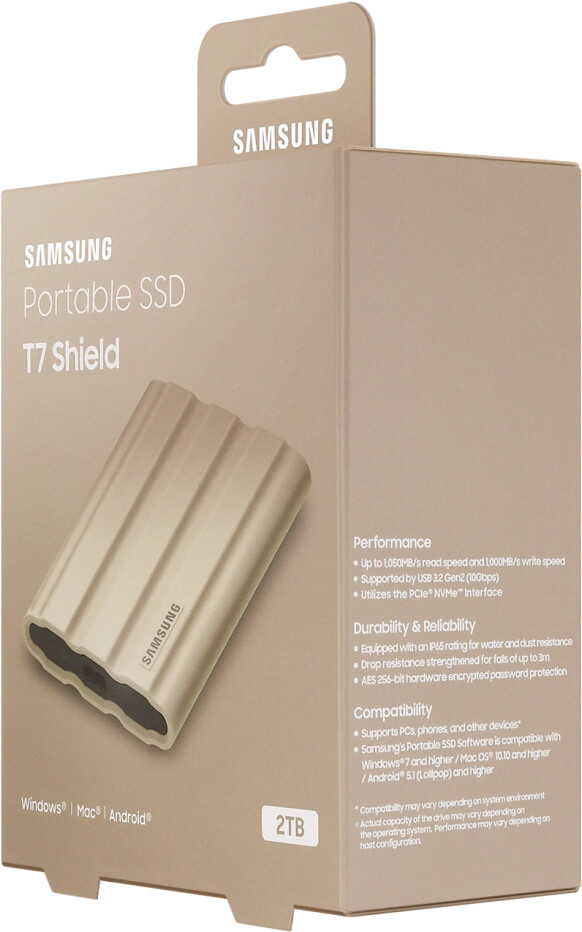 Samsung T7 Shield 1to Portable Ssd Beige à Prix Carrefour