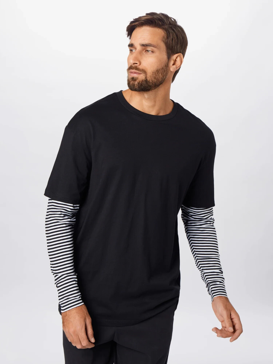 Buy Urban Classics Oversized Double Layer Striped LS Tee (TB3498) black  from £11.99 (Today) – Best Deals on | T-Shirts