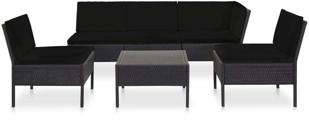 vidaXL 6-Piece Garden Lounge Set black (48937)