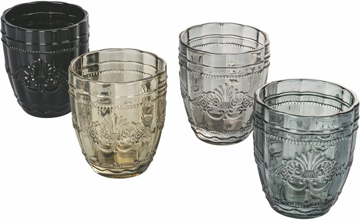 Verres à Vin Syrah Villa D’Este - Lot De 6 Verres En Verre Décor Arabesqué - 235 Ml - Lavables Lave-Vaisselle