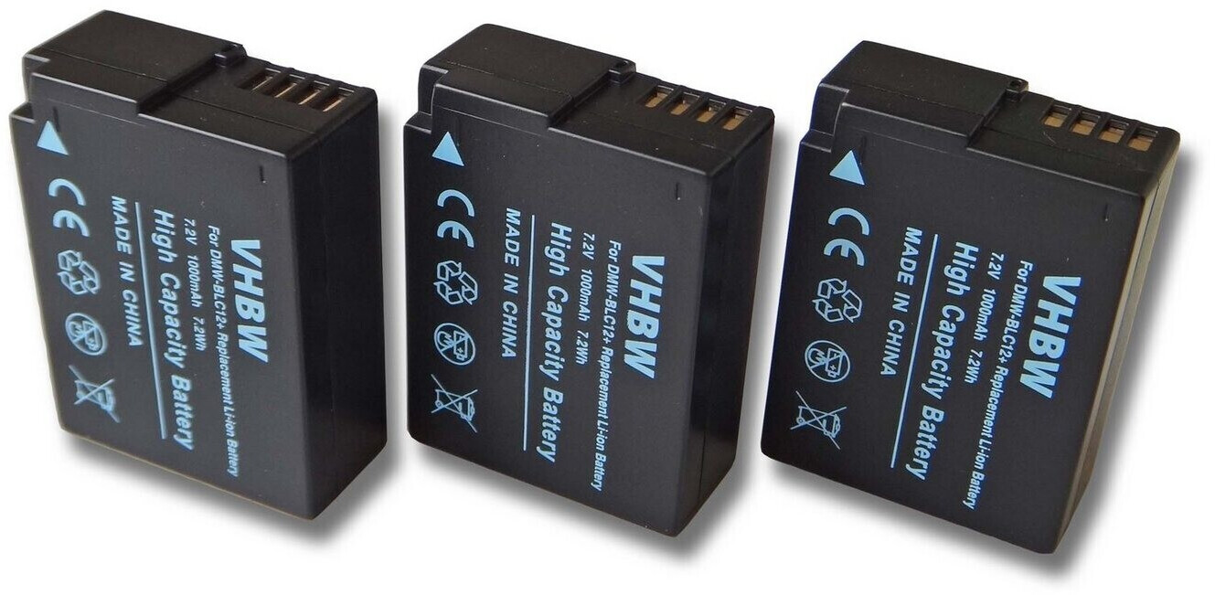 vhbw 3x Replacement Battery for Panasonic DMW-BLC12/E/PP