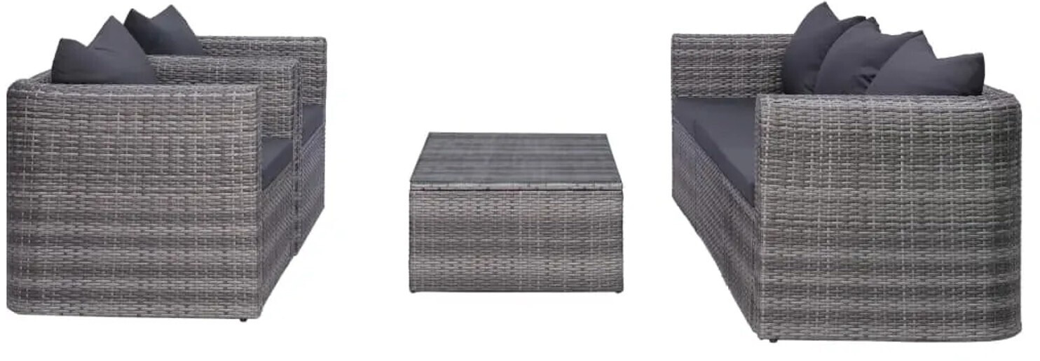 vidaXL 6 piece garden set with cushions poly rattan gray (44159)