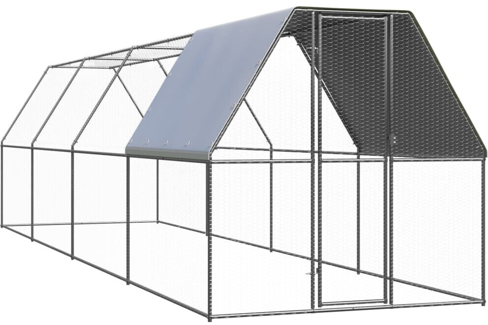 vidaXL Outdoor Chicken Coop Galvanised Steel 2x8x2m (3089321)