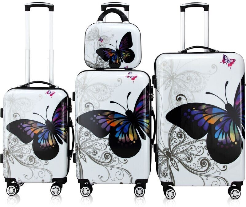 Monzana Butterfly 4 Wheel Trolley Set 56/68/75 cm & Beauty Case