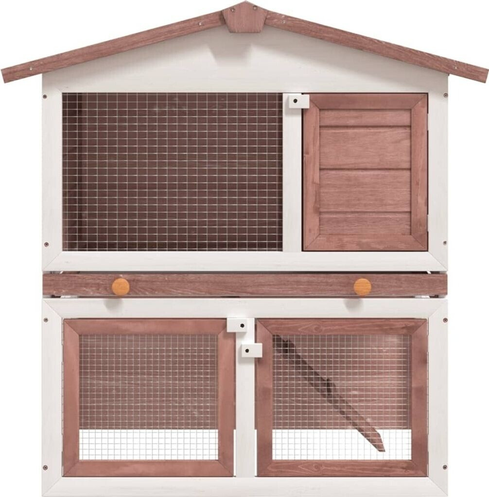 vidaXL Rabbit hutch 3 doors wood