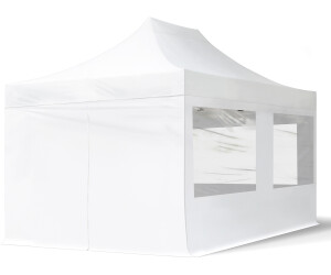 WASSERDICHT Creme 4 Seitenteile TOOLPORT 3x4,5m Faltpavillon Pavillon Partyzelt Gazebo Stahl 30mm Panoramafenster 