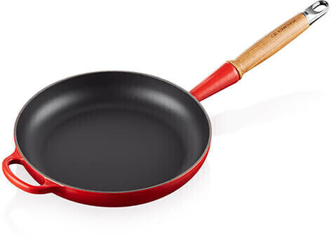 Le Creuset Signature Cast Iron Frying Pan with Wooden Handle 24 cm cherry red