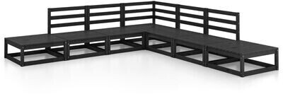 vidaXL 7-Piece Garden Lounge Set Solid Pinewood black (3075508)