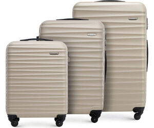 WITTCHEN GROOVE Line lijn Set van 3 koffers Reiskoffers Harde bagage met ABS-behuizing Cijferslot telescopische handgreep 4 zwenkwielen Maat (S M L) Bordeauxrood KLM/Transavia/easyJet