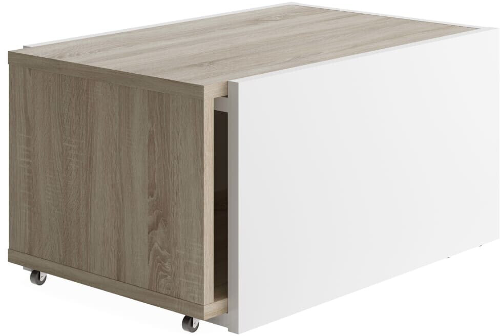 FMD Table basse extensible 70 x 49,5 x 38 cm blanc/marron