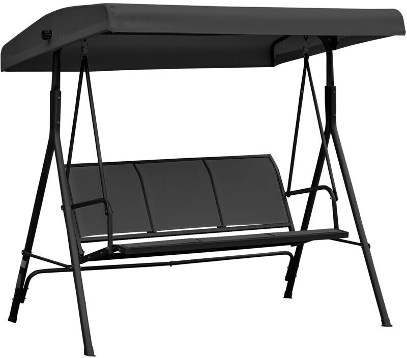 Outsunny Balancelle de jardin 3 places acier/textile noir