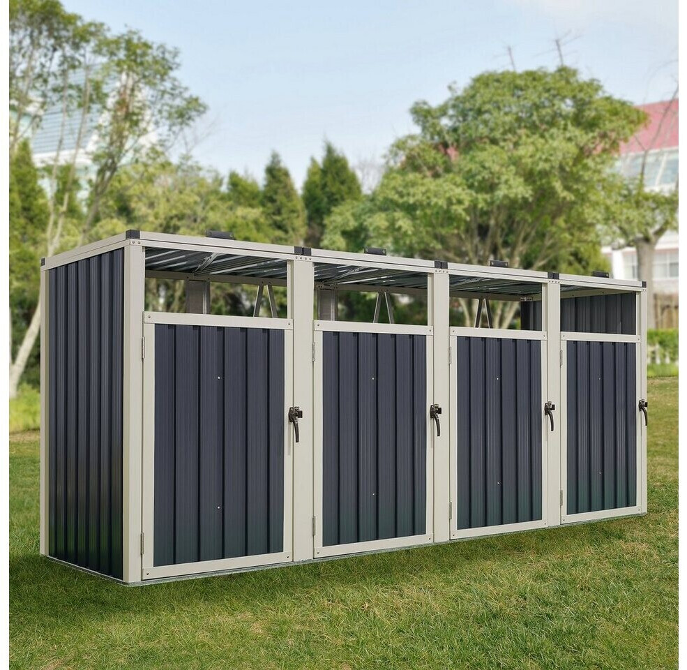 Protec Music Cache-poubelle Tarbek 4 places 121 x 292 x 82 cm gris anthracite