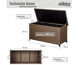 Casaria® Baule Da Giardino 318 L Impermeabile 75x75x70cm Contenitore Esterno Polyrattan Beige