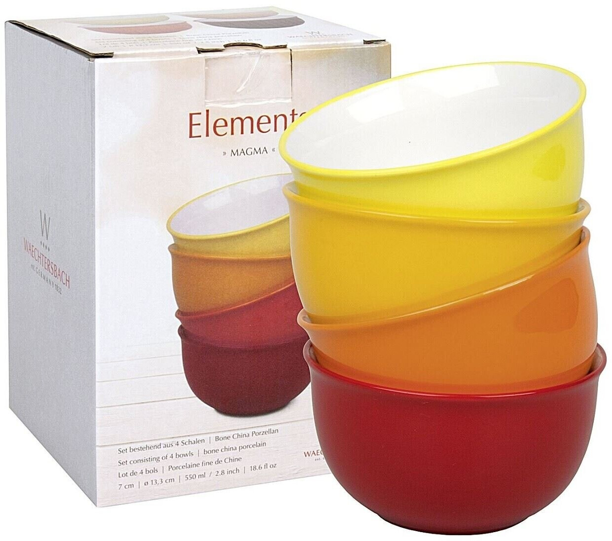Set De 4 Mugs Waechtersbach Elements Magma En Porcelaine D'os 380ml - Neuf, Multicolore, Fabriqué En Allemagne