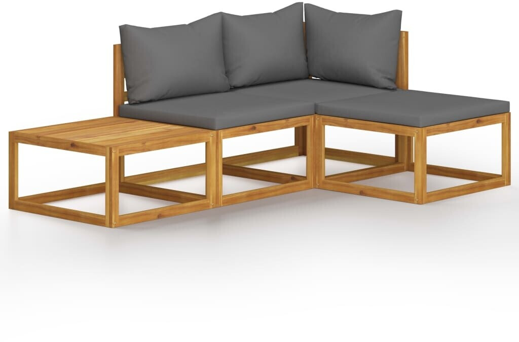 vidaXL 6 piece garden furniture set solid acacia wood and cushions white (3057643)