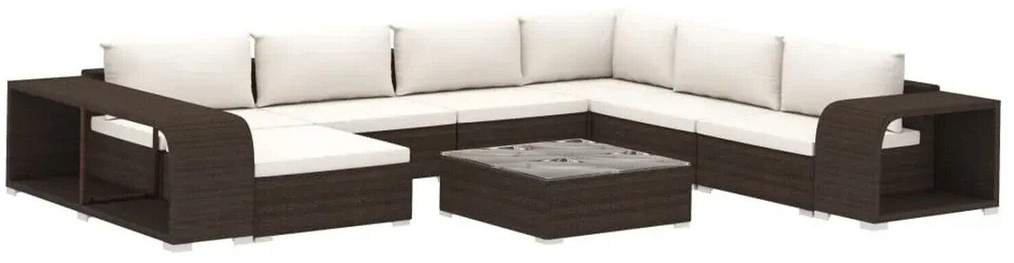 vidaXL Garden furniture set 10 pcs. and synthetic rattan cushions