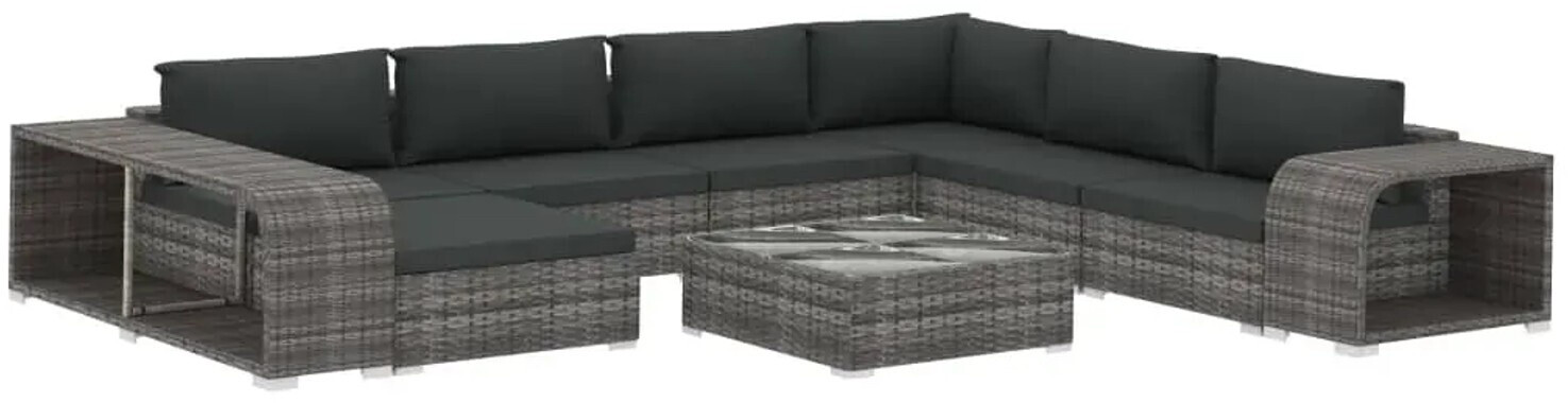 vidaXL Garden furniture set 10 pcs. and synthetic rattan cushions grey (46816)