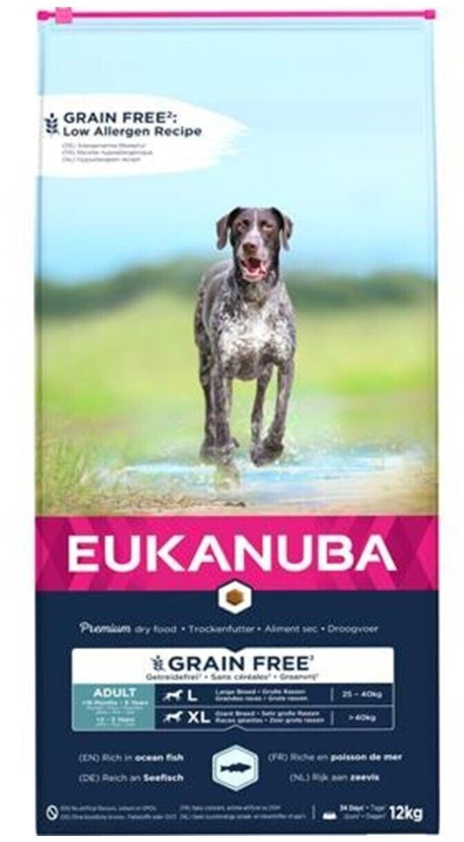 Eukanuba Grain Free Adulte grandes races poisson de mer (12 kg)