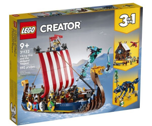 Lego 31132 Creator 3-en-1 Le Bateau Viking et Le Serpent de Midgard, Jouet  pour