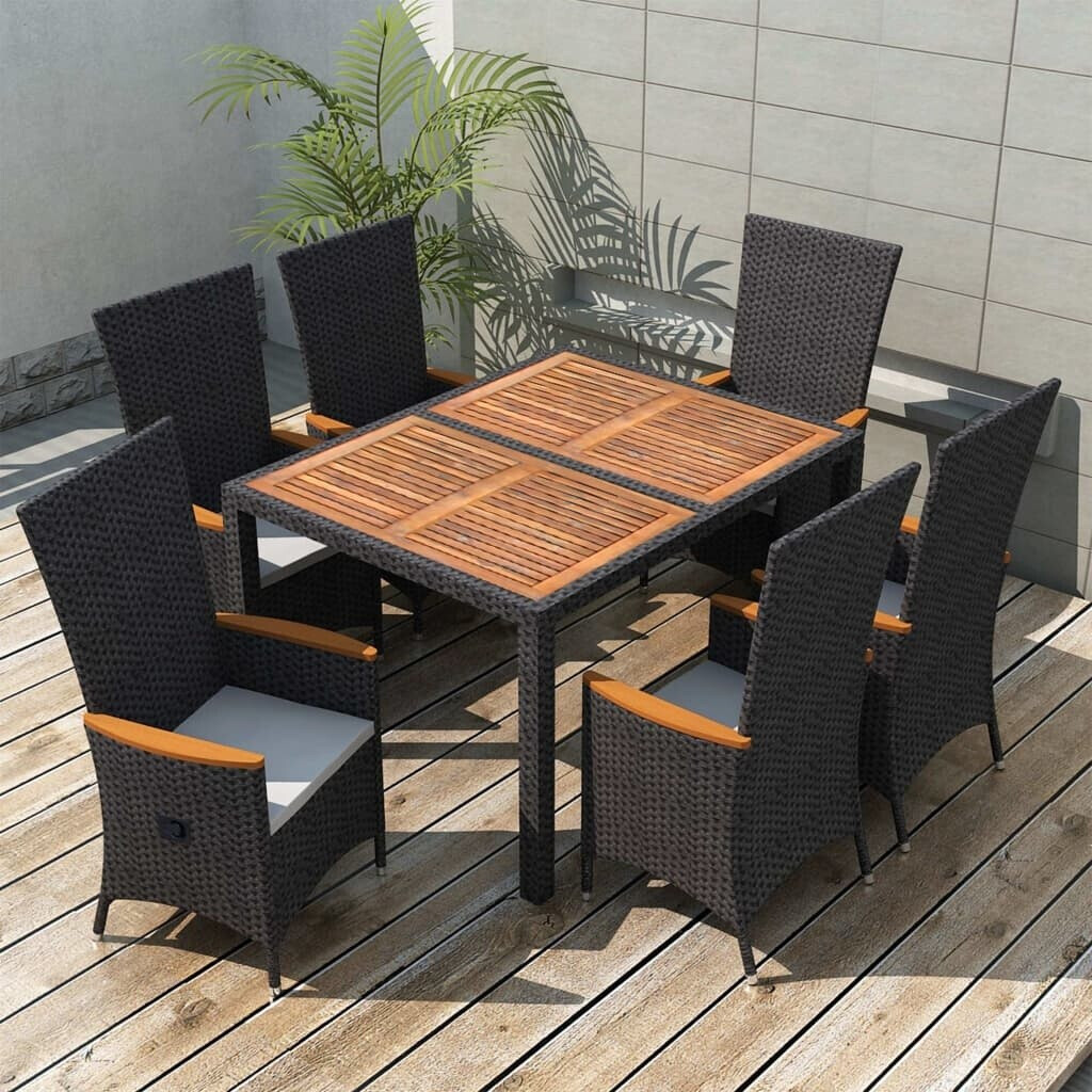 vidaXL Garden dining set 7 pieces poly rattan
