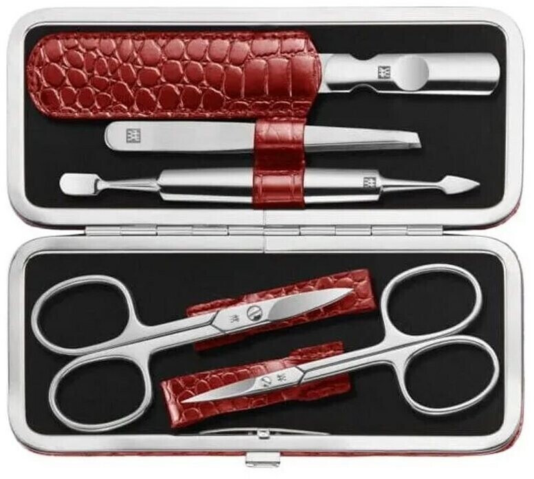 ZWILLING Manicure Pedicure Set with Scissors Leather Red (5pcs.)
