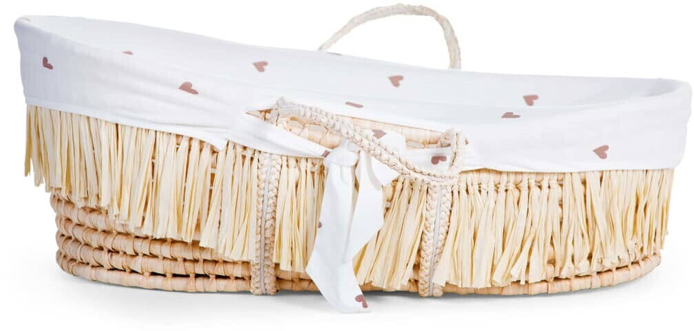 Childhome Mosaic basket made of corn husk and raffia with mattress and cover