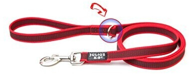 Julius K-9 IDC Color & Gray dog lead with handle & D-ring 1,8m 20mm Red