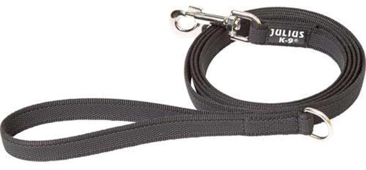 Julius K-9 IDC Color & Gray dog lead with handle & D-ring 1,8m 20mm Black