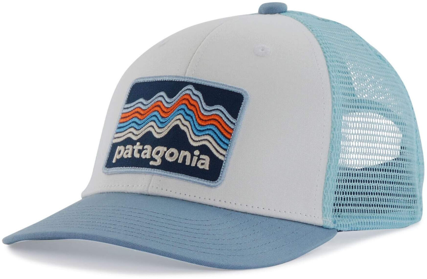 Patagonia Kids' Trucker Hat (66032) ridge rise stripe: light plume grey