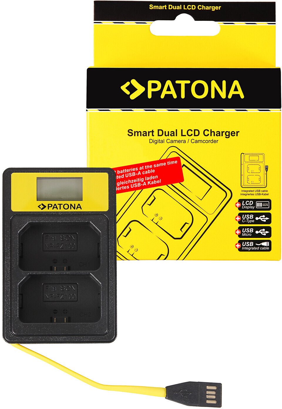 Patona Smart Dual LCD Charger for Sony NP-FZ100