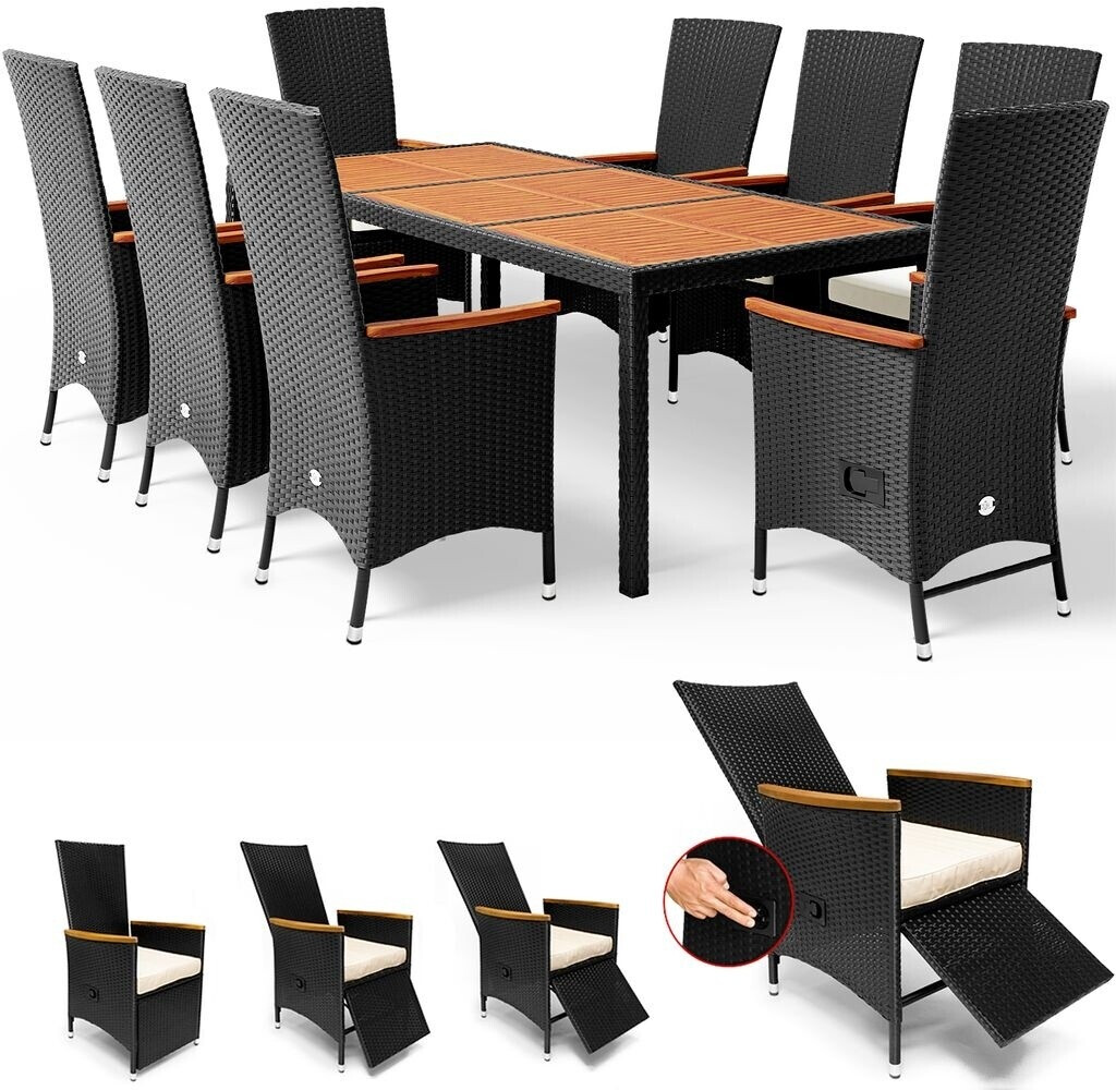 Deuba 8+1 Rattanset Neiglehner + Fußteil schwarz