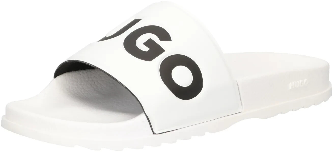 White hugo store boss flip flops