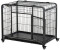 Pawhut Cage chiens pliable sur roulettes 2 portes verrouillables métal gris/noir 125 x 76 x 81 cm (D02-052V02)