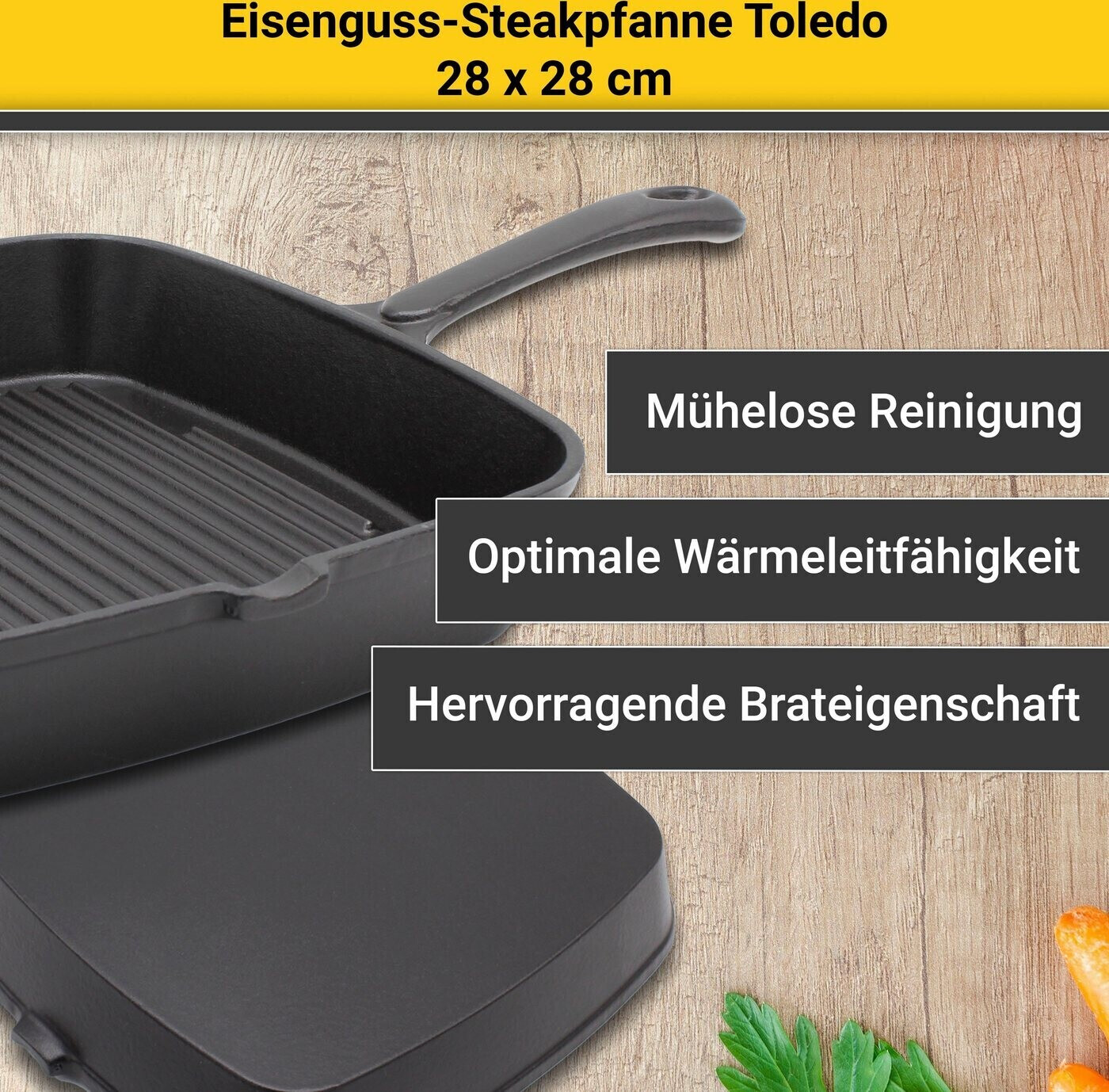 Krüger Toledo schwarz | (28 bei € 34,99 Preisvergleich ab cm) Steakpfanne