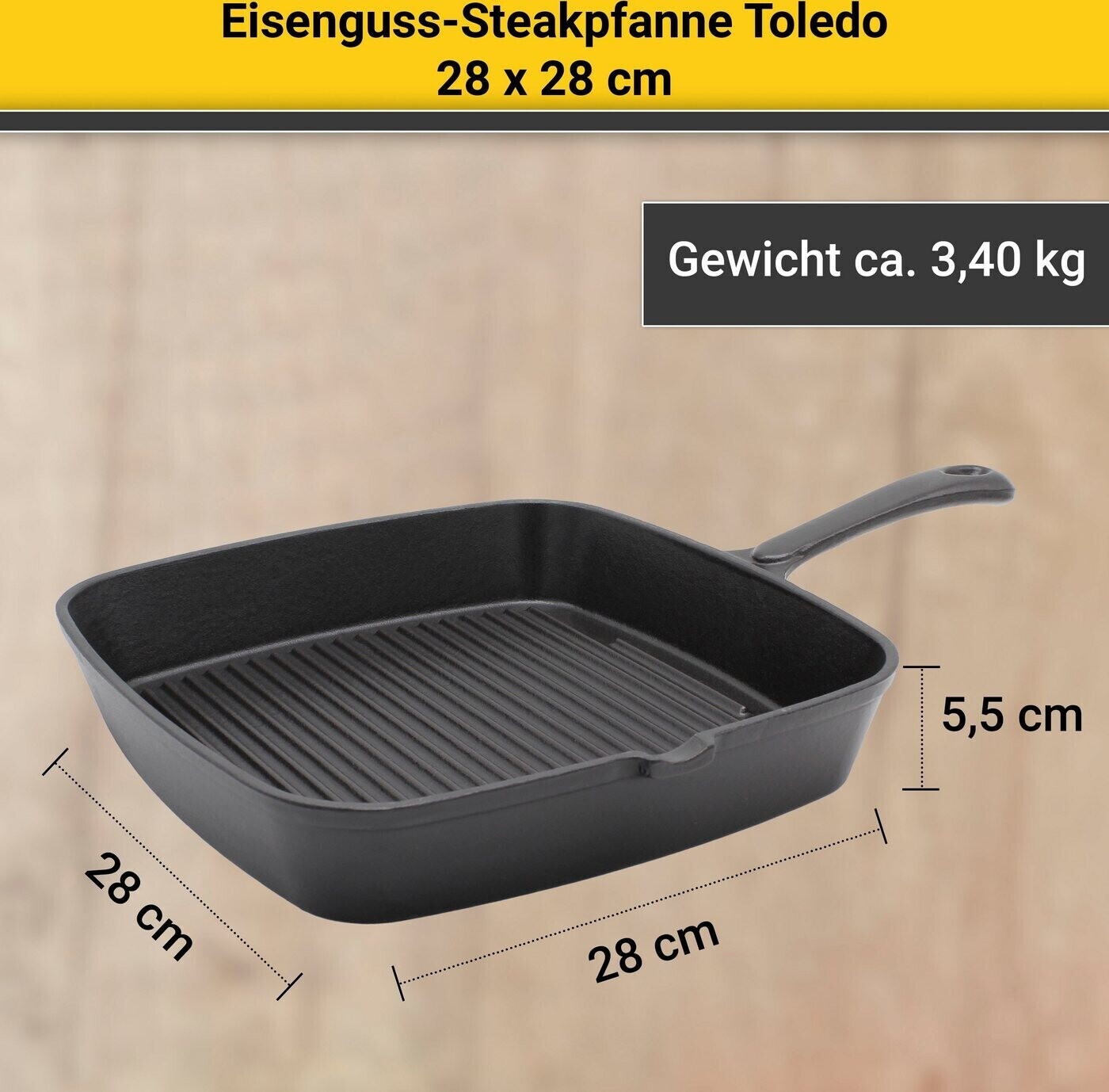Krüger Toledo Steakpfanne (28 cm) 34,99 Preisvergleich schwarz | bei ab €