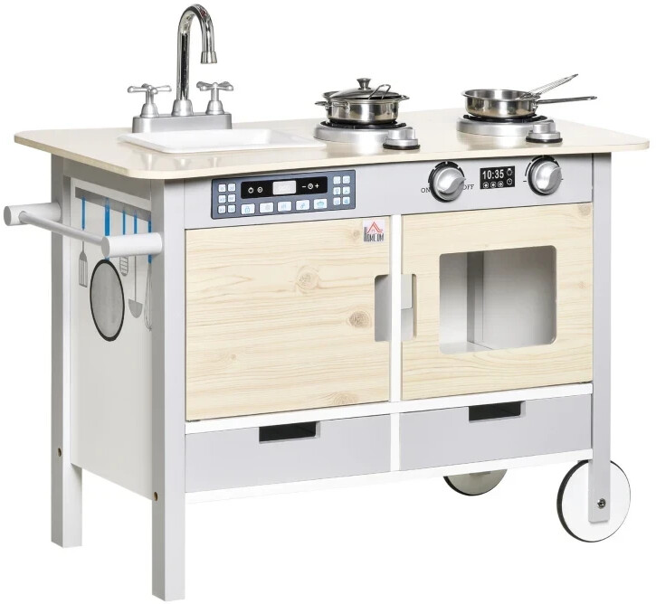 HomCom Cuisine desserte pour enfant 2 en 1