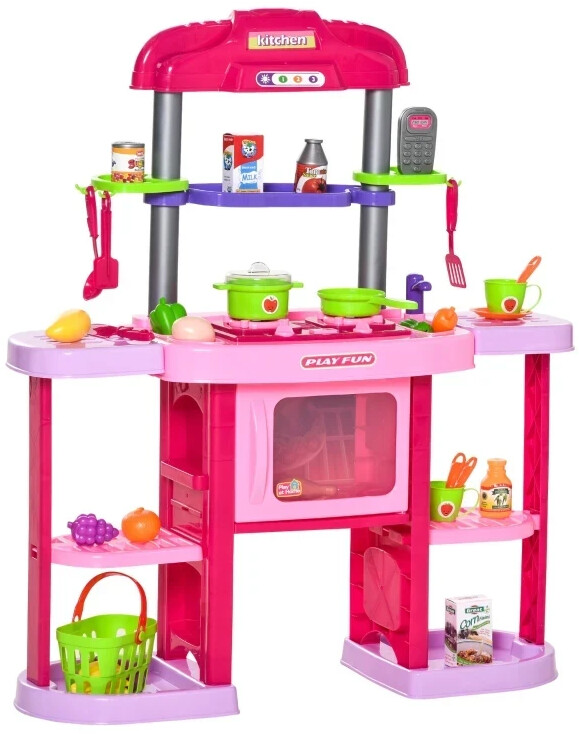 HomCom Cuisine pour enfant 51 accessoires rose