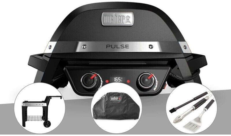 Weber Pulse 2000 avec chariot, housse et kit ustensiles 3 pièces